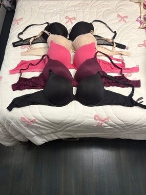 Victoria's Secret Multi-Color Padded Bra Pack — Black, Nude, Pink, Burgundy
